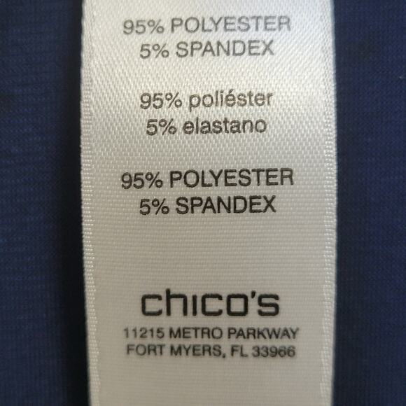 Easywear by Chico's Size 3 (XL 16/18) Open Front Cardigan 3/4 Sleeve Lined Blue - Picture 14 of 15